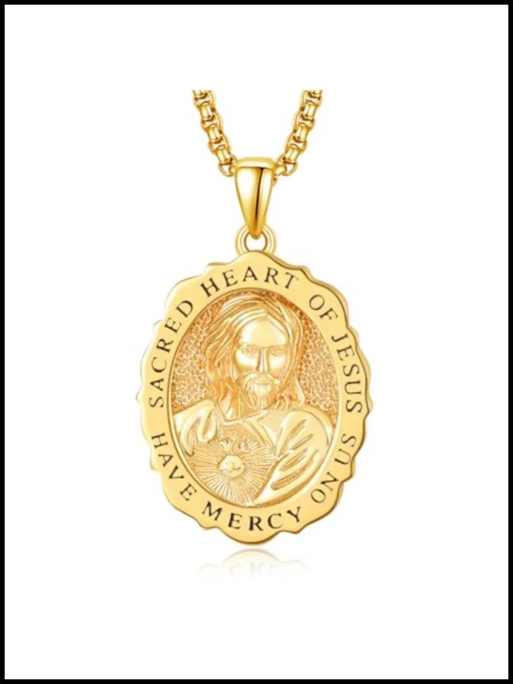 925 Sterling Silver 24K Gold Plated Saint Medal Pendant Necklace for Women Men